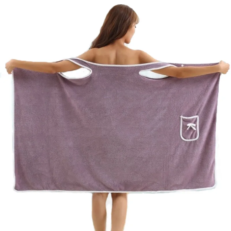 1pcs Coral Velvet Skirt Can Wear Bath Towel Pocket Bow Style Diy Adult Women's Summer Sling To Prevent Light Loss Snap Closure bath towel