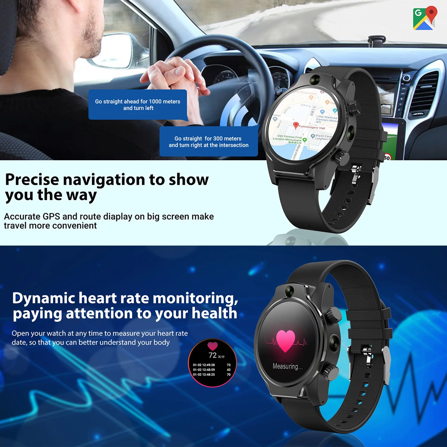Rogbid Brave 4G LTE Smart Watch Front/Side Camera