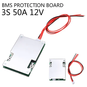 

1pc Universal 3S 50A 12V Li-Ion BMS Protection PCB Balance Function Board For Li-ion Lithium 18650 Battery Cells Pack Module