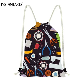 

INSTANTARTS 2019 New Sewing Tools Pattern Drawstring Bags Men Women Hairdressing Gym Bag Running Cycling Sack For Girls Boys