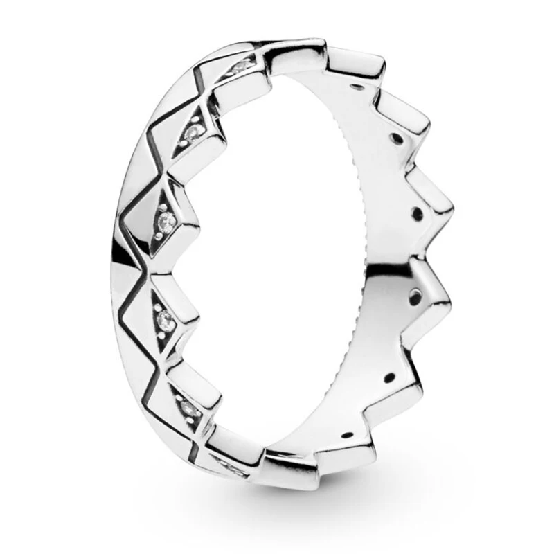

2019 NEW Summer 100% 925 Sterling Silver Exotic Crown Ring For Women Hearts of Ring Cream Enamel Fashion Jewelry Gift