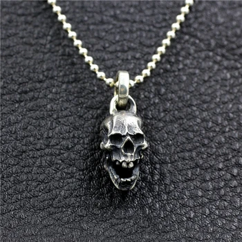 

Skull pendant 925 sterling handmade locomotive dark rock punk male pendant