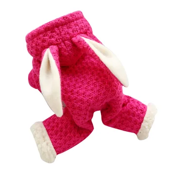 

Pet Jumpsuit for Autumn Winter Cotton Padded Dog Clothes Wool Rabbit Ears Decor 4 Legged LAD-sale