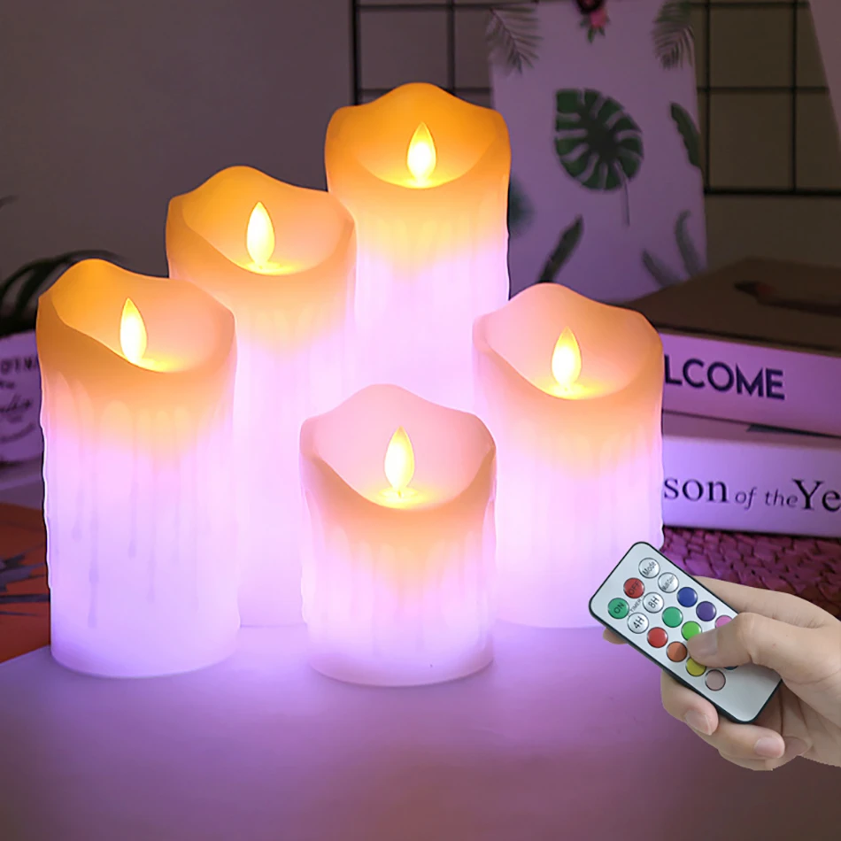 Wireless Remote Control Electronic Led Candle Light Christmas Pillar Wax Candle Decorative Bar Ktv Bar Coffee Shop Table Lamp Candles Aliexpress