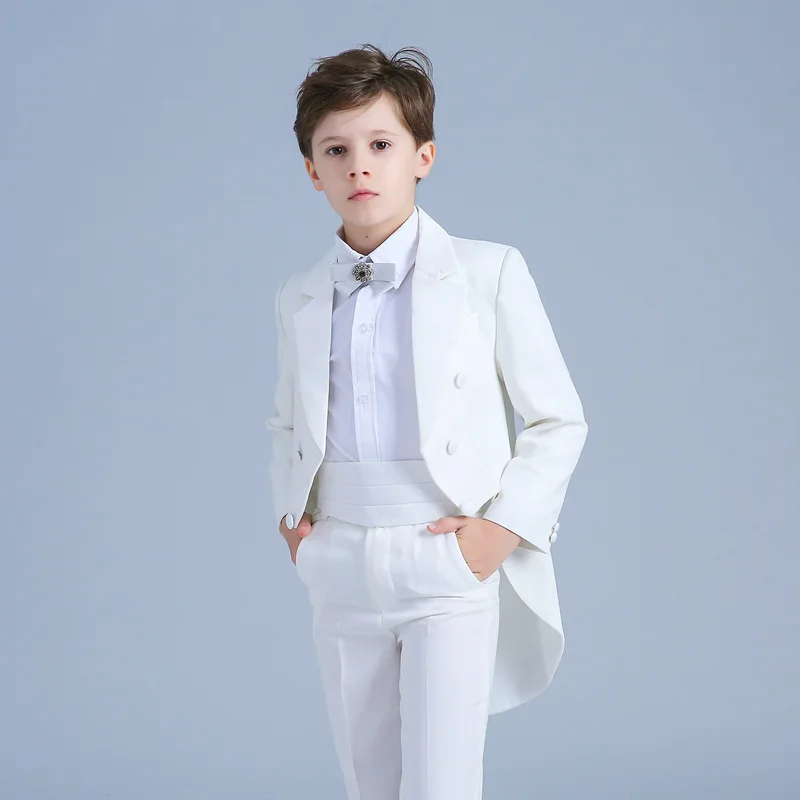 

Boy White Suits Formal Suit Kids Formal Suit Wedding Birthday Party Dress Flowers Boys Tuxedo Children Prom Performance Costume