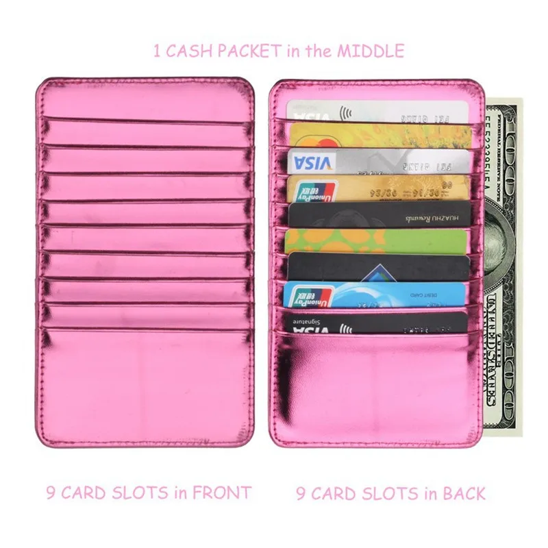 

Super Thin Quality PU Leather 18 Card Slots Business Card Holders Long Wallet Credit ID Card Holder Fashion Men Women Mini Purse