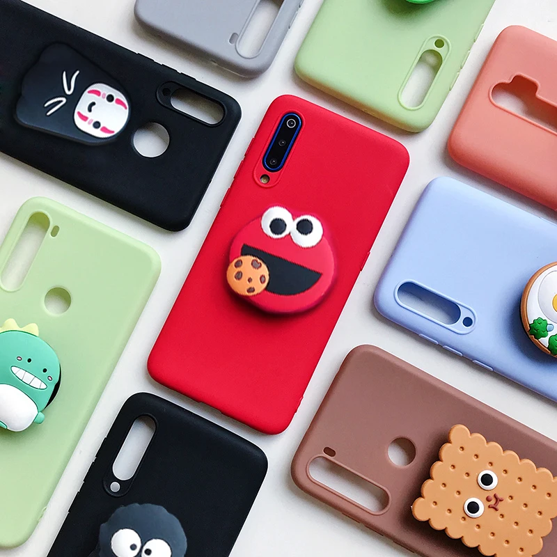 3D Silicone Cartoon Phone Holder Case For Xiaomi Redmi Note 10 Redmi Note 10 Pro Note 10S 9 8T K30 Pro K40 Pro mi poco F3 Cover