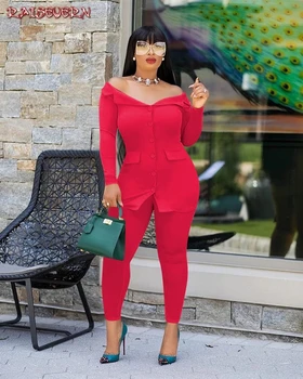 

RAISEVERN 2019 African Women Clothing Africa Summer Long Sleeve Dashiki Set Button Pocket V Neck Blouse Top With Pants