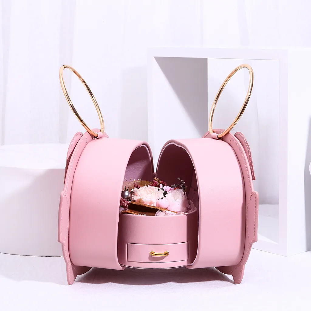 Rose Bouquet Flower Storage Box Jewelry Lipstick Showcase Gift Box Case Bag New NEW Household products 20190819
