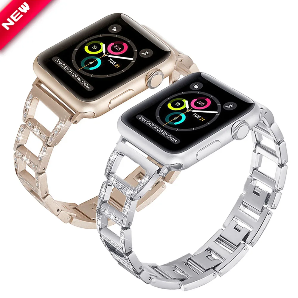 Браслет из нержавеющей стали ремешок для Apple Watch 38 мм 42 40 44 iWatch Series 5 4 3 2 Женский