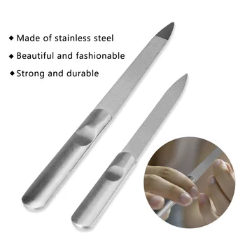 

2pcs/set Nail File Stainless Steel Buffer Double Sided Metal Sanding Grinding Grits For Manicure Pedicure Buffing Nail Art Tools