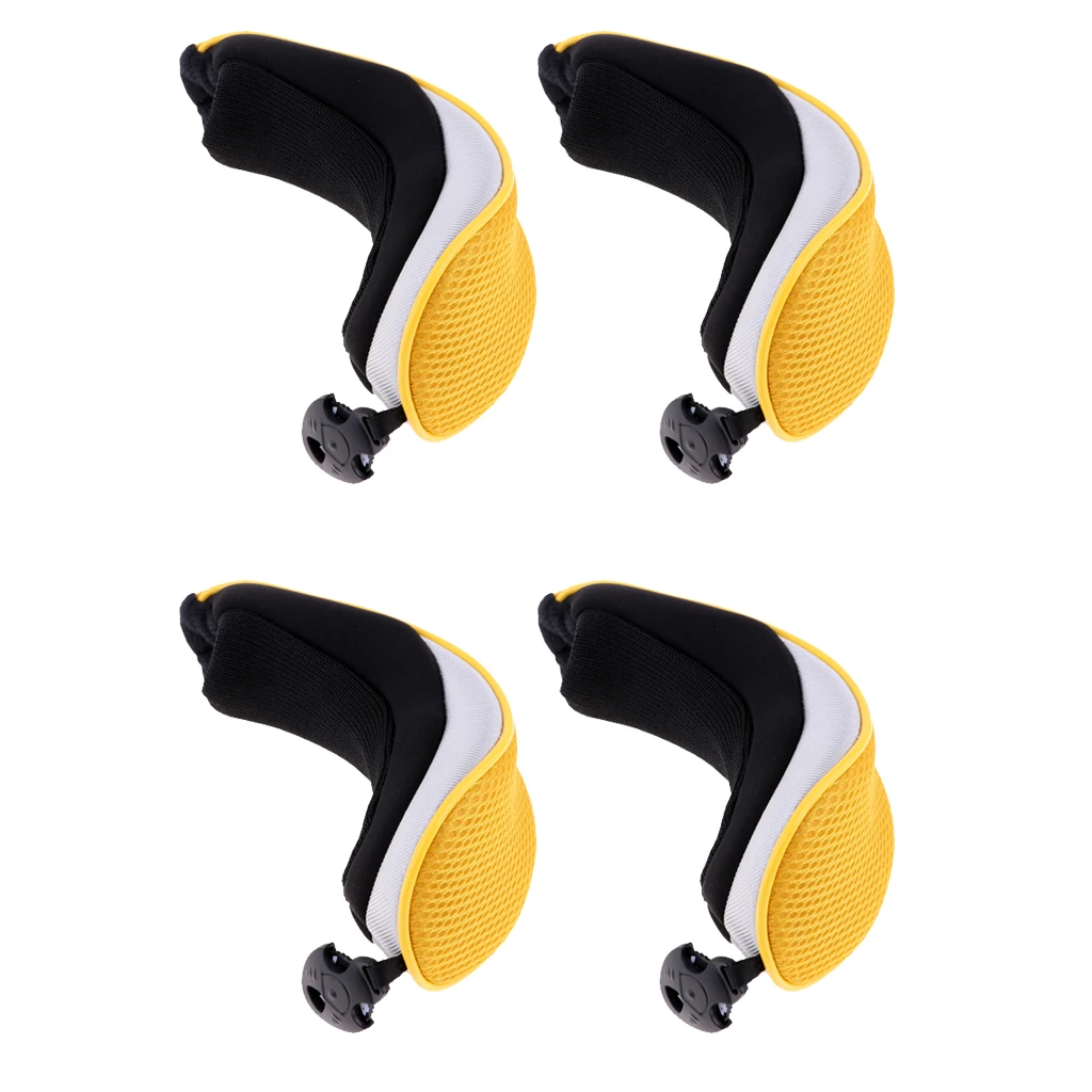 Yellow 4 шт. сетка для гольф-клуба спасательная головка крышка гибридная Накладка для клюшки UT с номером бирка Клубные головные уборы для гольфа - Цвет: Yellow