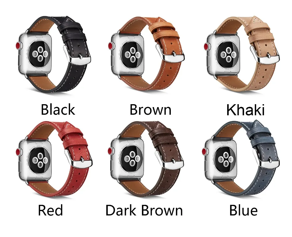 Высокое Качество ремешок для наручных часов Apple watch, версии кожи 38 мм, 42 мм, ремешок для наручных часов iWatch серии 3/2/1 полосы с адаптером селфи-Стик