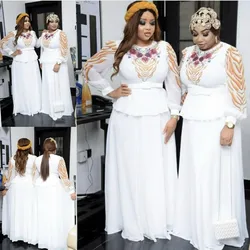 Robes africaines pour femmes, nouvelle mode Dashiki, ample, manches longues, Robes Maxi blanches, féerique, Robes Ankara, 2021 