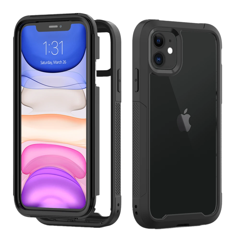 

Transparent Anti-Scratch Protective Case For iPhone 11 Pro Max 6 6s 7 8 Plus X XS Max XR Hard PC+ TPU Bumper Dual Layer Cover