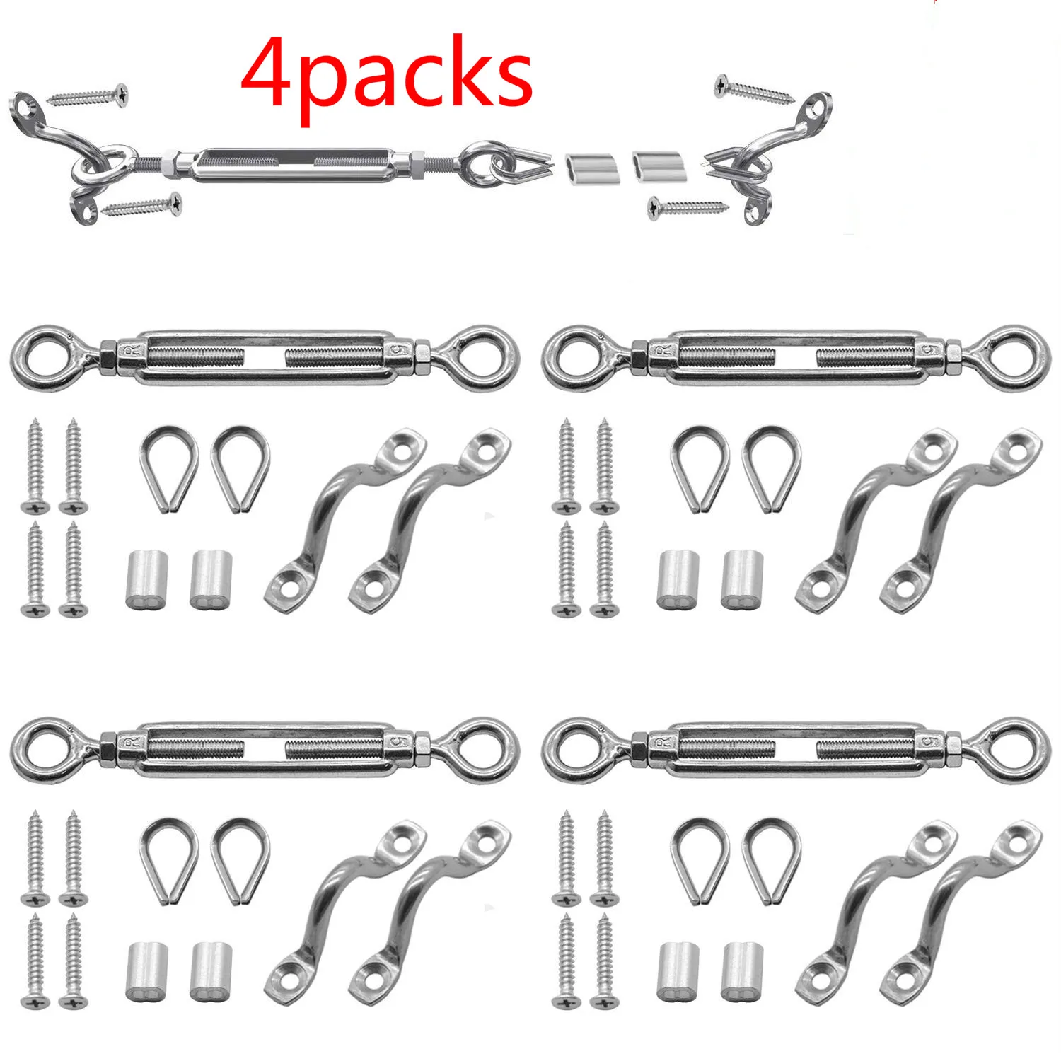 

304 Stainless Steel Rectangle & Square Sun Shade Sail Shade Sail Hardware Kit Sun Shade Sail Installation Hardware Kit 4 Set