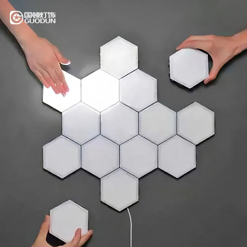 

Bedroom bedside lamp intelligent touch sensing module led net red honeycomb background wall simple molecular wall lamp