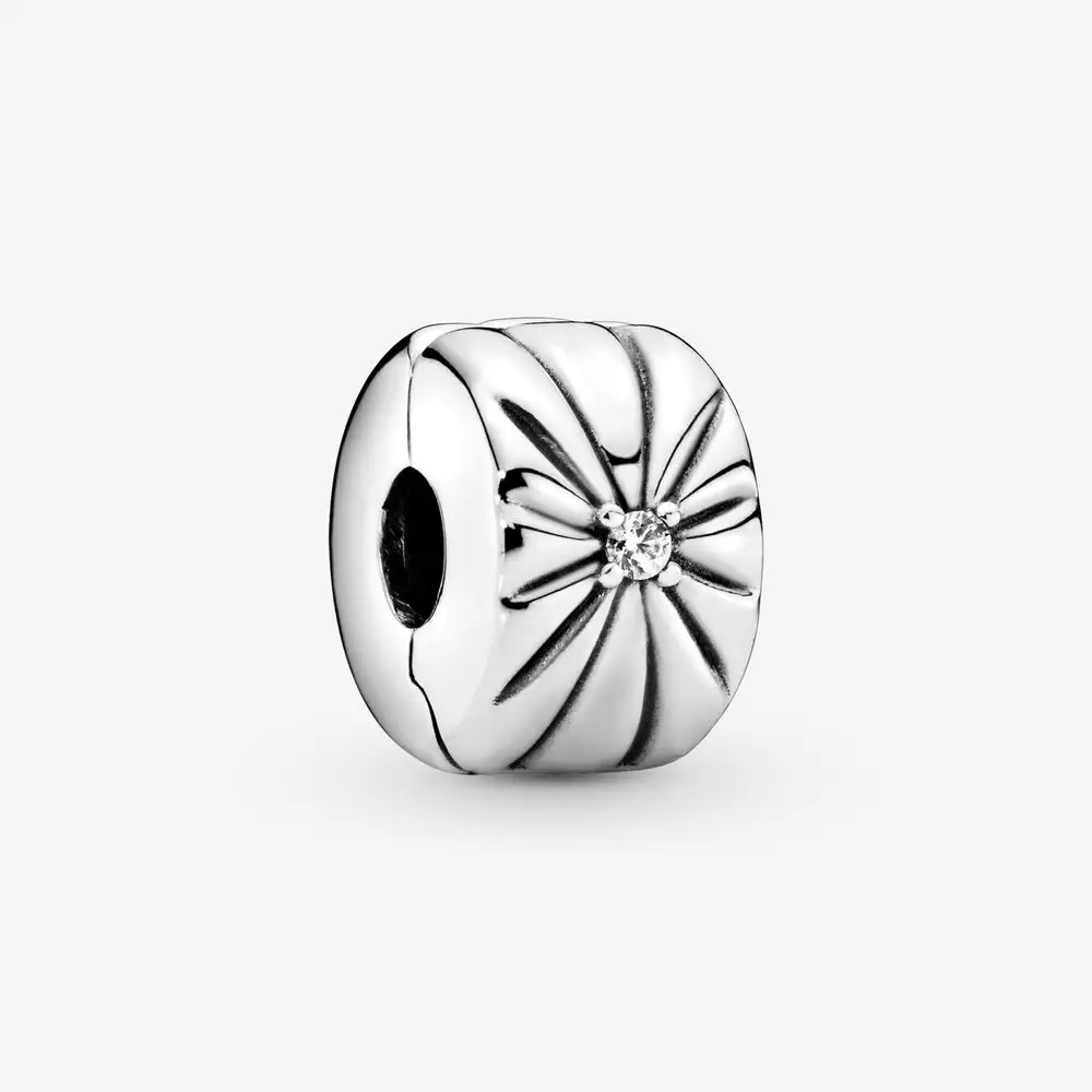 

2020 100% 925 Sterling Silver Sparkling Sunburst Clip Charm Sterling Silver fit Original Pandora Bracelets Jewelry Women Gift