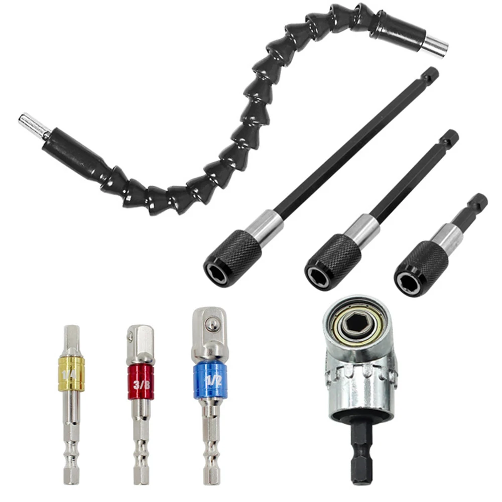 8pcs Right Angle Drill 105 Degree Driver Extension Power Socket Holder Adapter Head Post Power Tool Accessories Set 8pcs Right Angle Drill 105 Degree Driver Extension Power Socket Holder Adapter Head Post Power Tool Accessories Set