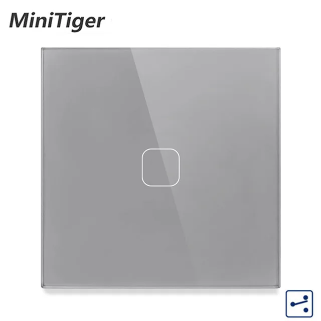 1 gang 2 way gray Серый хрустальный стеклянный панельный светильник Minitiger, стандартный настенный выключатель ЕС, сенсорный выключатель, 1 комплект, 2 способа управления, сенсорный экран - Цвет: 1 gang 2 way gray