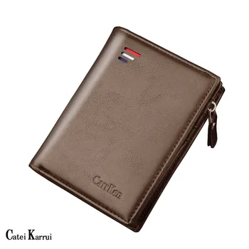 

Catei Karrui New Anti-demagnetization wallet men's short pu leather wallet zipper retro wax oil youth RFID anti-theft brush