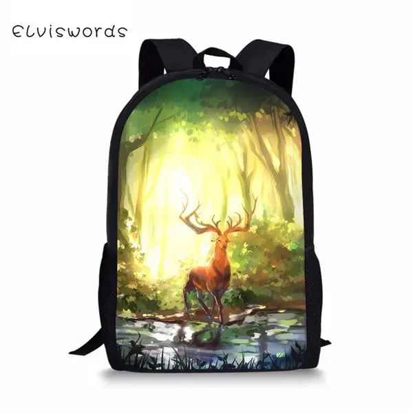 CDWX3840C ELVISWORDS/Детский рюкзак из 3 предметов с изображением оленя, школьные сумки с мультяшными животными, студенческий рюкзак/сумки с откидным клапаном/пеналы для ручек - Цвет: CDWX3840C