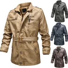 Мужская кожаная куртка кожаная курка мужская jaqueta de couro masculino осенне-зимняя однотонная кожаная куртка с длинными рукавами#3