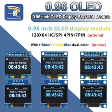 4pin 7pin branco e azul cor 0.96 Polegada 128x64 amarelo azul oled módulo de tela para arduino 0.96