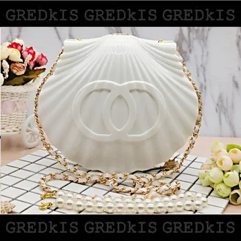 

New Model Trendy Acrylic Small Shell Bag Ins Small Fresh Fashion Niche Design Pearl Chain Single Shoulder Messenger Bag