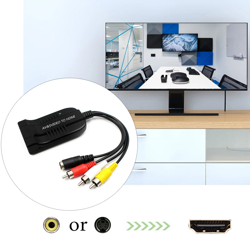 RCA S-Video to HDMI Video Adaptor Converter With USB Cable For HDTV DVD S-Video to HDMI Cable RCA/AV