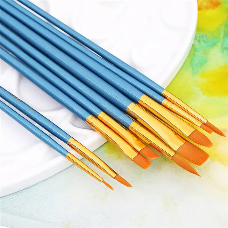 

50Pcs Paint Brushes Set Professional Artist Round Pointed paintbrush Multifunctional Nylon Hair Wooden pole Oil Painting Tool
