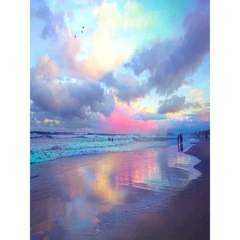 

100% Full 5D Diy Daimond Painting colorful sky&sea Diamond painting mosaic landscape Round Rhinestone Embroidery Diamant Scenery