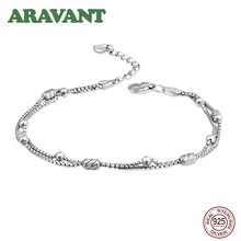 925 пробы серебряные двухслойные регулируемые бусы теннисные браслеты цепи для женщин вечерние ювелирные изделия