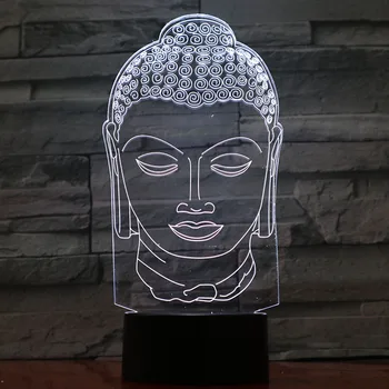 

3D Led Modelling Desk Lamp 7 Color Buddha Statue Change Gradient Atmosphere Lighting Cool Boy Bedside Night Light Fixture Decor