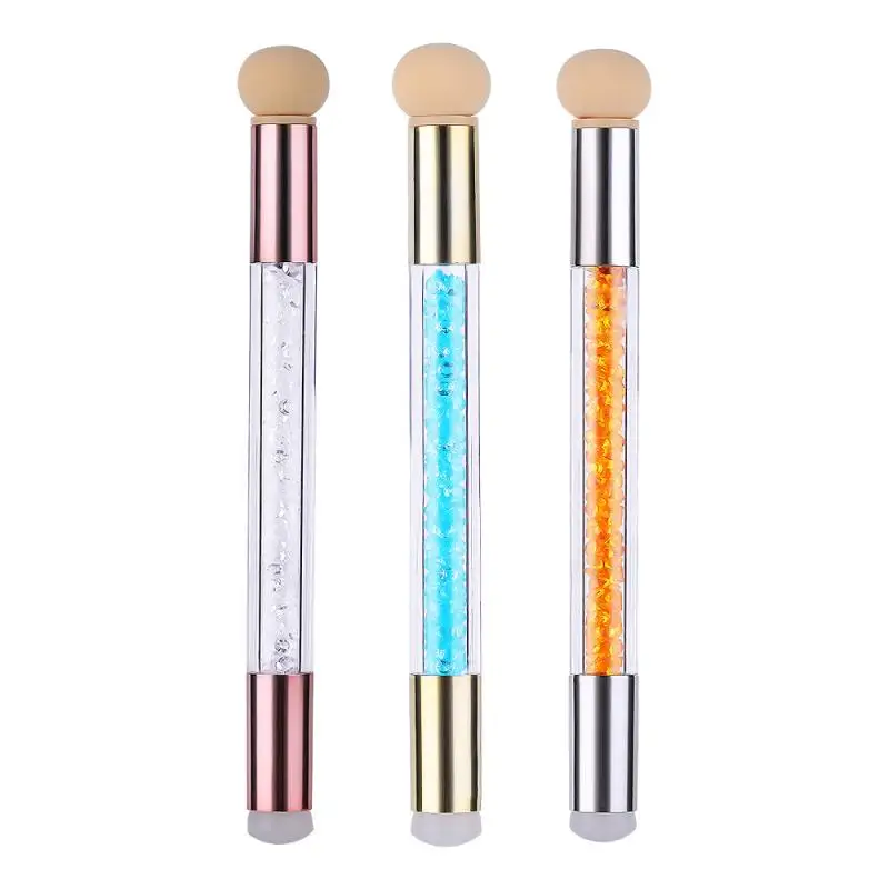 Причудливый 1 шт двойной губка силиконовый штамп градиентная ручка для ногтей кисть блестящая пудра ручка для ногтей Гель-лак Цветущая штамповка