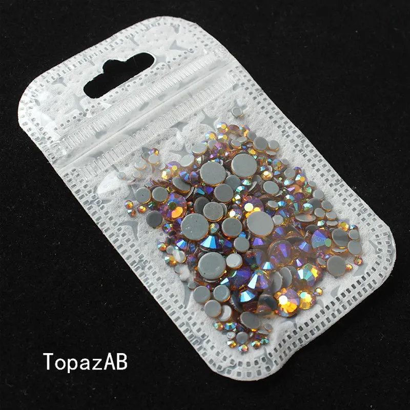 Смешанные размеры 40 цветов кристалл AB исправление стразы, Стекло Стразы исправленное железо на Стразы для дизайна ногтей шитье и ткань Decoret - Цвет: TopazAB