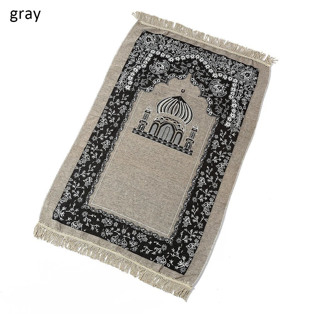1/2/3/4/5 шт молитвенный коврик вышивка мягкое покрывало, плед исламский мусульманский гобелен с кисточками домашняя отделка спальни ковер подарок 70*110 см - Цвет: grey