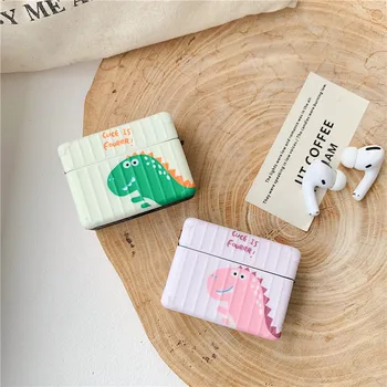 

IMD Suitcase Shape Cartoon Dinosaur Green Pink Bluetooth Wireless Headphone Cover for Apple Airpods Pro Case