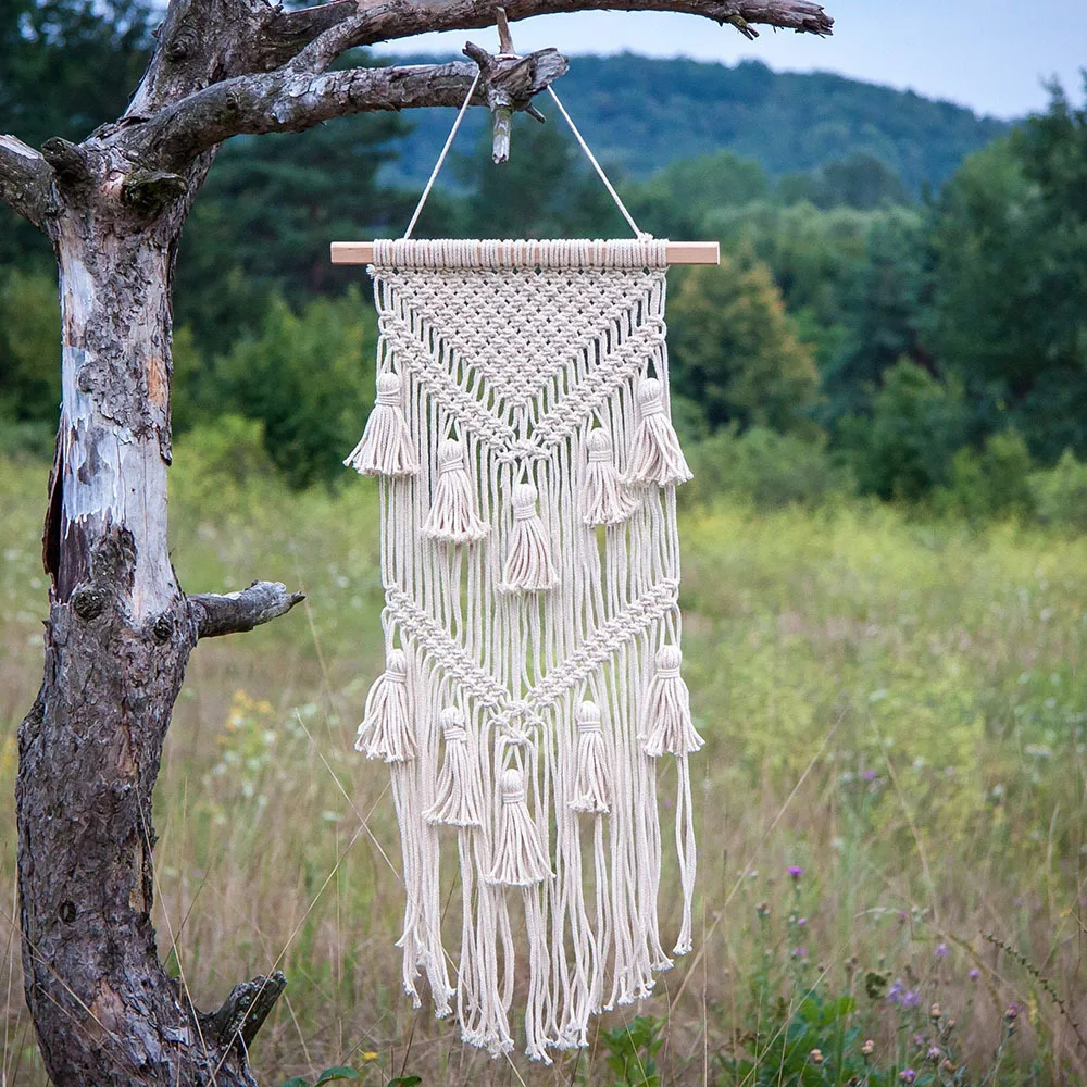 

Macrame BOHO Hand woven Tapestry Tassel Sofa Background Nordic Art Wall Hanging Tapestries for Living Room Home Decoration Z049