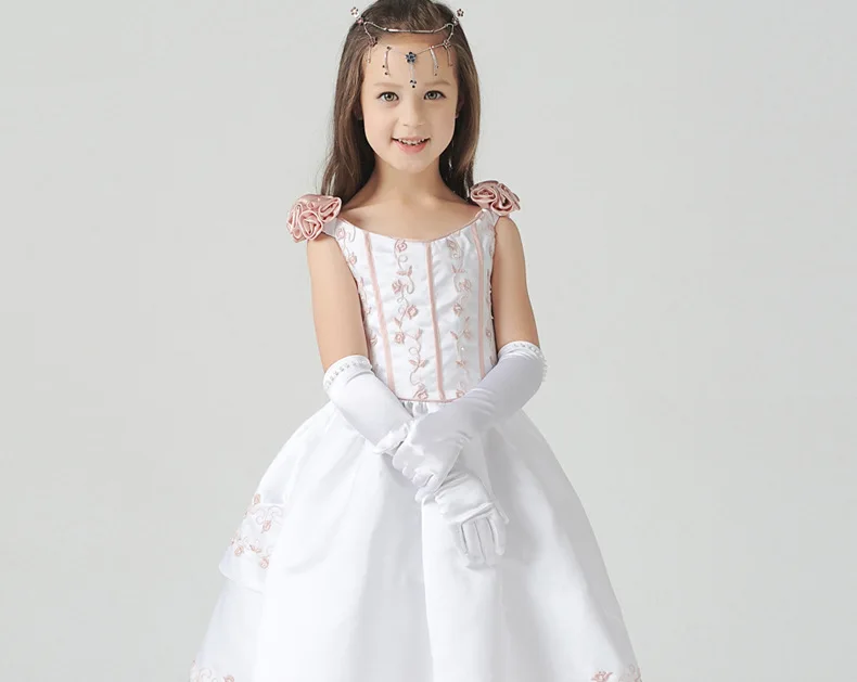 Girl Princess Wedding Dress Banquet Gloves White Five-finger Long Section Children's Gloves Child Elegant Dresses Accessories