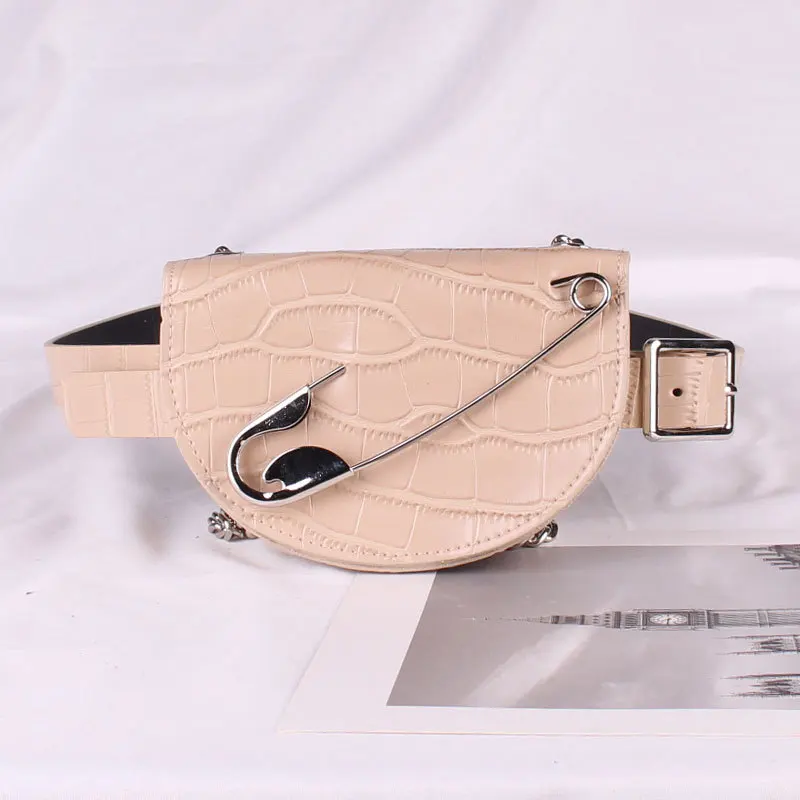 DAEYOTEN New Semi-circular Waist Bag Small Pin Saddle Bag Belt Alligator Female Fanny Packs Designer Purse Phone Pouch ZM0386 - Цвет: Apricot