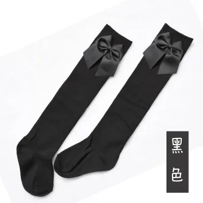 black Красивые детские гольфы с бантиком в Королевском Стиле для девочек, носки с бантиком для малышей, детские гольфы, носки От 3 до 11 лет - Цвет: black