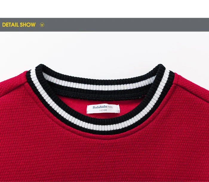 Balabala Children clothing sweater boys autumn and winter models big sweaters cotton plus velvet round neck ocean tide