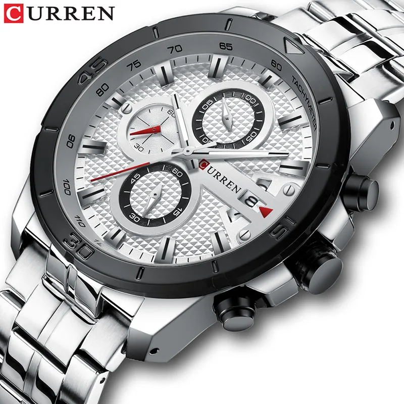 Silver whiteWith box Мужские часы Curren - Цвет: Silver whiteWith box