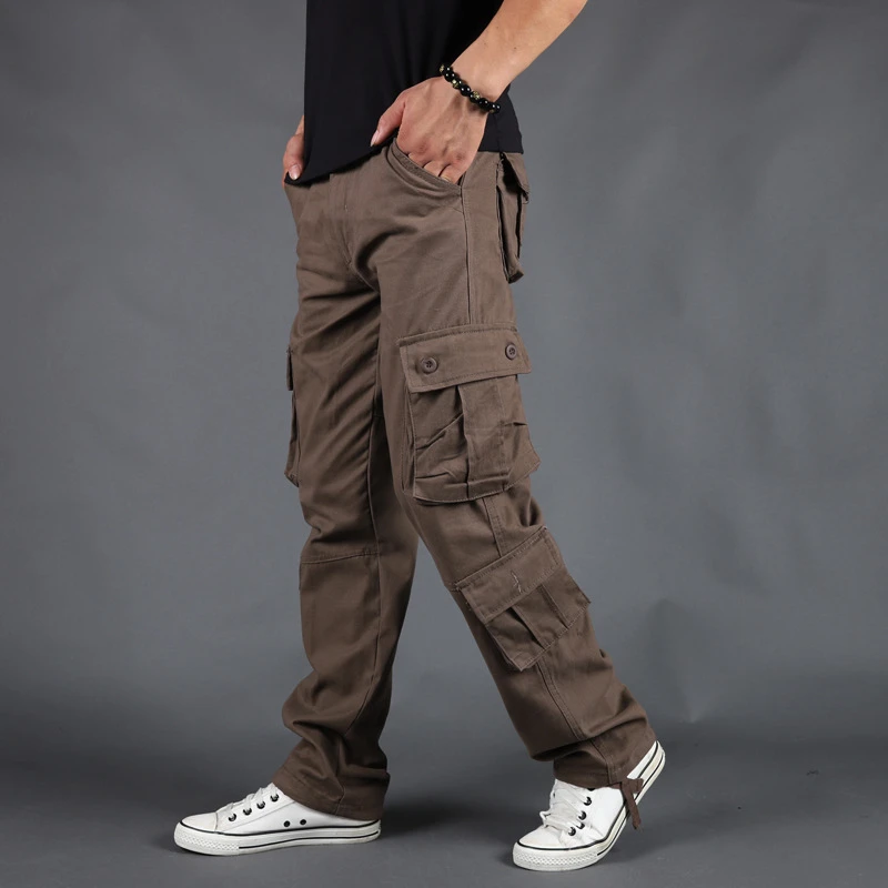 2021 New Men Cargo Pants Mens Loose Army Tactical Pants Multi-pocket Trousers Pantalon Homme Big Size 42 Male Military Overalls carhartt cargo pants