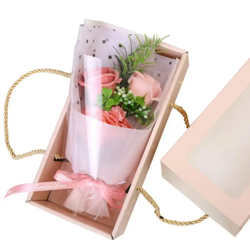 Romantic Soap Rose Artificial Flower Wedding Decoration Gift Box Lover's Aroma Rose Anniversary Gift box Candle - Цвет: KR0930P