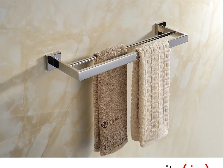 double towel bar Аксессуары для ванной комнаты из нержавеющей стали, квадратная база, набор аксессуаров для ванной комнаты, настенный набор аксессуаров для ванной комнаты, современный - Цвет: double towel bar