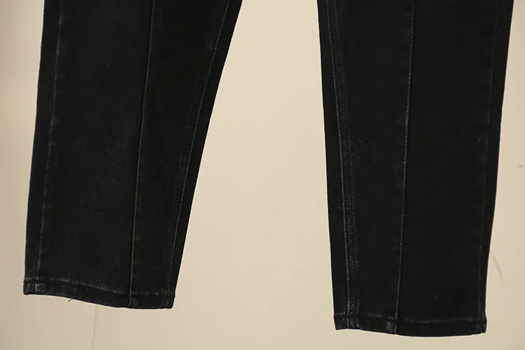 Blvyisla 4XL Plus Size Black Slim Stretch Jeans Female Elastic Pant Oversize Winter Trouses