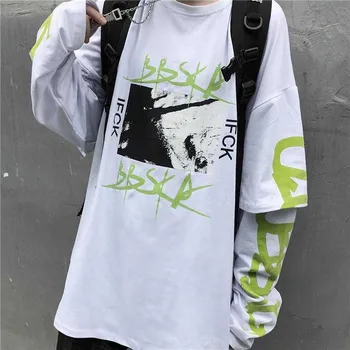 

Harajuku Tshirt Streetwear Hip Hop T-shirts Men Women Casual Spring T Shirt Long Sleeve Loose T Shirt Fashion 2019 Japan T shirt
