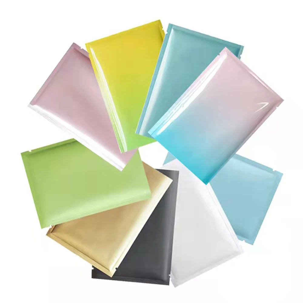 

100Pcs/Lot Aluminum Foil Bags Open Top Heat Seal Tear Notch Cosmetic Gift Coffee Bean Powder Liquids Packaging Sample Retail